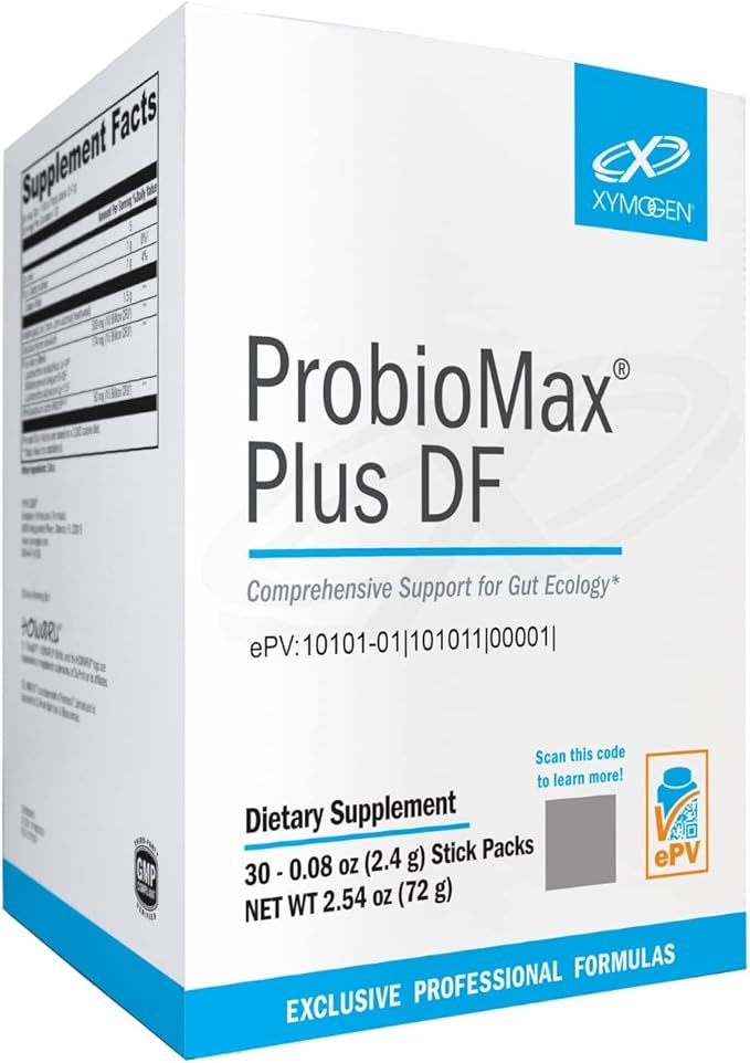 XYMOGEN ProbioMax Plus 40B - 40 Billion CFU Probiotic Powder for Digestive Health Support* - Saccharomyces boulardii - Vegetarian Non-GMO &amp Gluten-Free - 30 Stick Packs