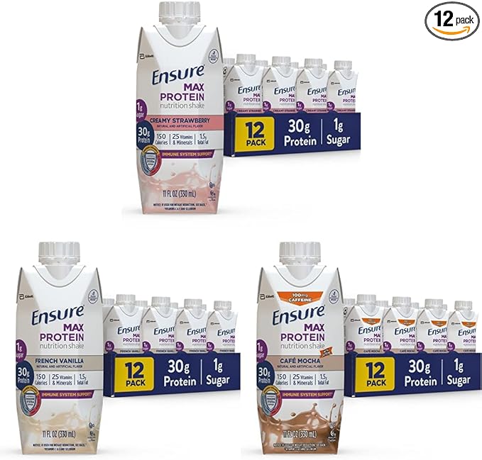 Ensure Max Protein Nutrition Shake 11 fl oz 12 Count &amp Max Protein Nutrition Shake 11 fl oz (Pack of 12) &amp Max Protein Nutritional Shake 11 Fl Oz (Pack of 12)