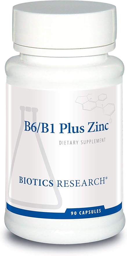 Biotics Research B6 B1 Plus Zinc Supplies Active Forms of B Vitamins 5mg of Highly bioavailable Form of zinc Aids in Activity of Over 300 Different zinc Dependent enzymes 90 Capsules