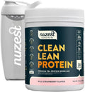 Nuzest Vegan Pea Protein Powder - Clean Lean Protein 20 Servings 20g Protein Wild Strawberry Protein Shake Mix + Sports Shaker Bottle 24oz