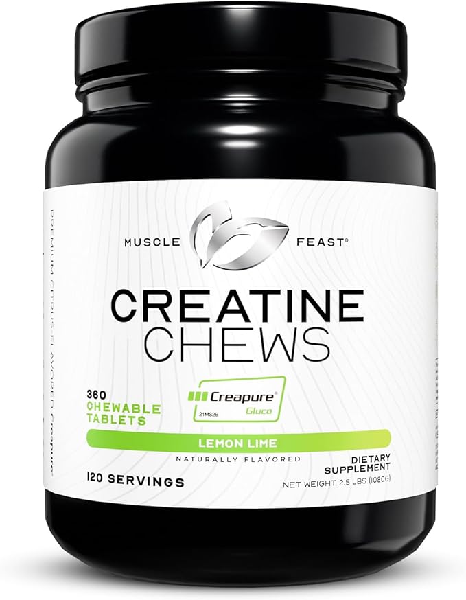 Muscle Feast Isolate + Creatine Candy Bundle: 1 Whey Protein Isolate (Vanilla 5lb) + 1 Creatine Candy (Lemon Lime 360) | Premium Supplements Vegetarian Gluten Free