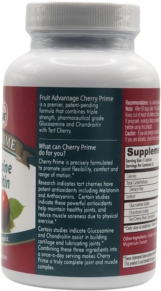 Cherry Prime Montmorency Tart Cherry with Glucosamine &amp Chondroitin - 90 Capsules (6-Pack)