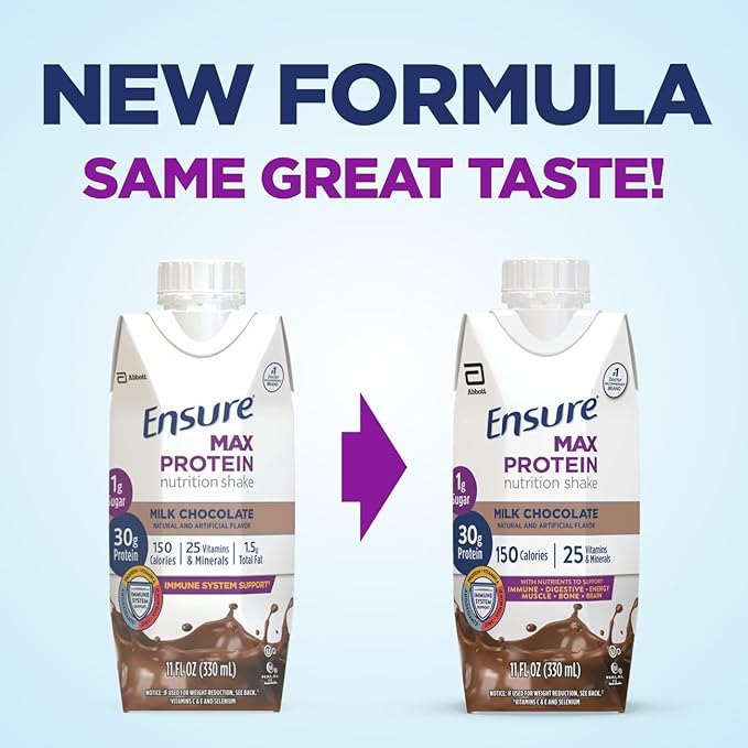 Vanilla Nutrition Shake 24 Pack and Ensure Max Protein Milk Chocolate Nutrition Shake 30g Protein 12 Pack Bundle