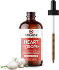 Strauss Naturals Heart Drops – Heart Health Supplements with Garlic Supplements &amp Premium Aged Garlic Extract to Help Maintain a Healthy Cardiovascular System - Vegan &amp Non-GMO – Original 225