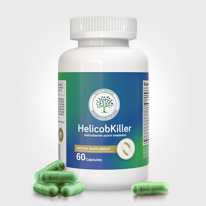 HELICOBKILLER - Natural Digestive Support Supplement with 60 Capsules | Fights Helicobacter Pylori Supports Digestive System &amp Gut Microbiota
