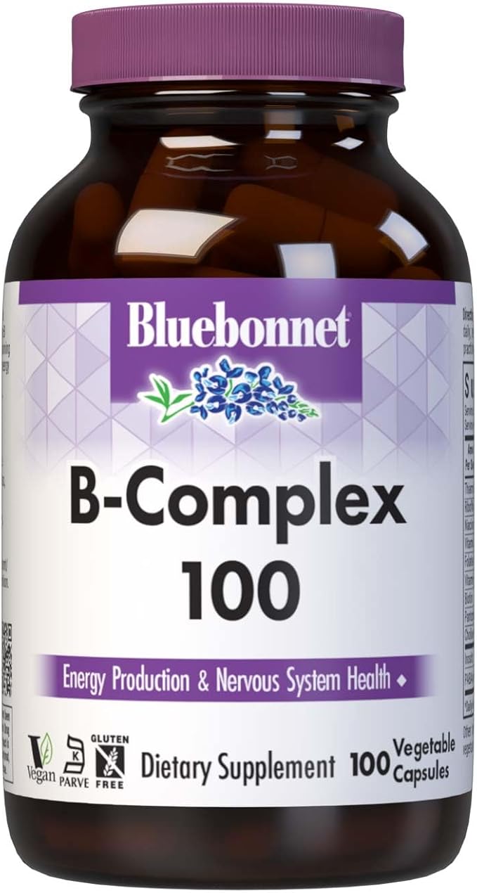 Bluebonnet Nutrition B Complex Complete Full Spectrum Vitamin B6 B12 Biotin Folate Vegan Vegetarian Gluten Soy &amp Milk Free Kosher 100 Count