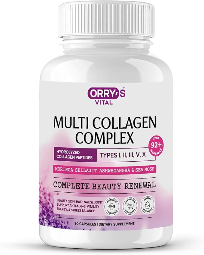 Hydrolyzed Collagen Peptides for Women &amp Men – Type I II III V X Multi Collagen Complex with Biotin VIT C Hyaluronic Acid &amp 92+ Trace Minerals for Hair Skin Nail &amp Joint Support– 9
