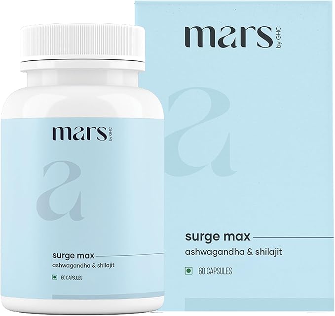 Mars Surgemax Natural Capsules with Shilajit &amp Safed Musli | Supports Energy Strength &amp Immunity | for Active Lifestyle | 60 Capsules | Pack of 1
