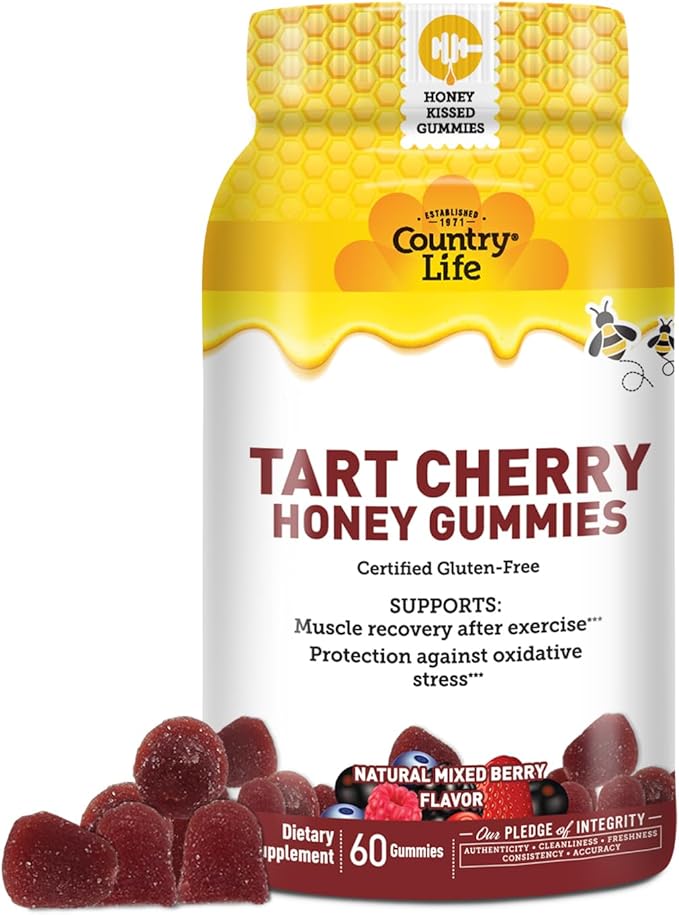 Country Life® Tart Cherry &amp Adult Multivitamin Honey Gummies - Bundle - Non-GMO - Certified Gluten Free