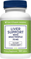 The Vitamin Shoppe Liver Support with Milk Thistle - 80% Silymarin Antioxidant | Hepatic Health &amp Detox | 100 Tablets | Liver Wellness
