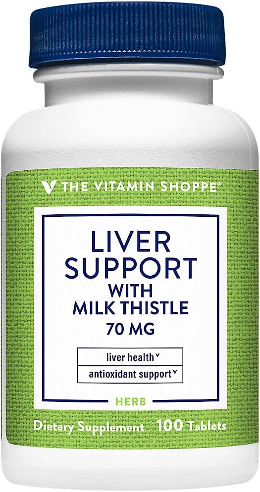 The Vitamin Shoppe Liver Support with Milk Thistle - 80% Silymarin Antioxidant | Hepatic Health &amp Detox | 100 Tablets | Liver Wellness