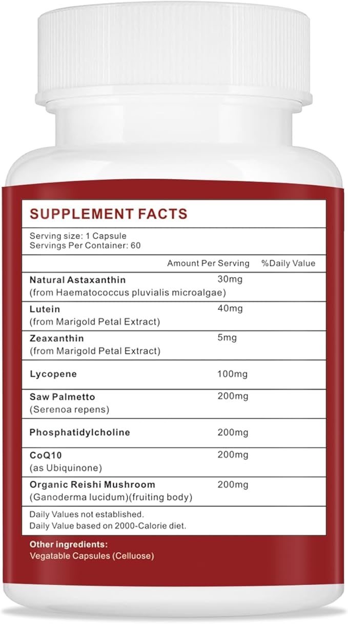 Astaxanthin and Lycopene 70mgAstaxanthin Supplement with Phosphatidylcholine Lutein and Zeaxanthin Powerful Antioxidants Supplement (180 Capsules)