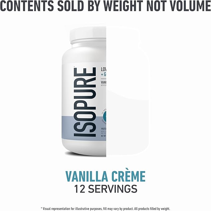Isopure Protein + Gut Health &amp Immune Support Powder Vanilla Crème 25g Whey Protein with Prebiotics &amp Vitamins 12 Servings (Pack of 1)