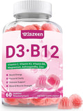 Vitamin D3 B12 Gummies D3 B12 Vitamin for Adults Vitamin D Supplement with Ashwagandha Magnesium Vitamin K2 for Immune &amp Energy Support