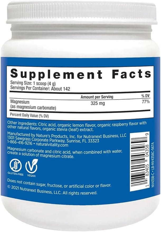 Natural-Vitality Calm Magnesium Citrate Powder Helps Support Healthy Magnesium Levels 20 Ounces
