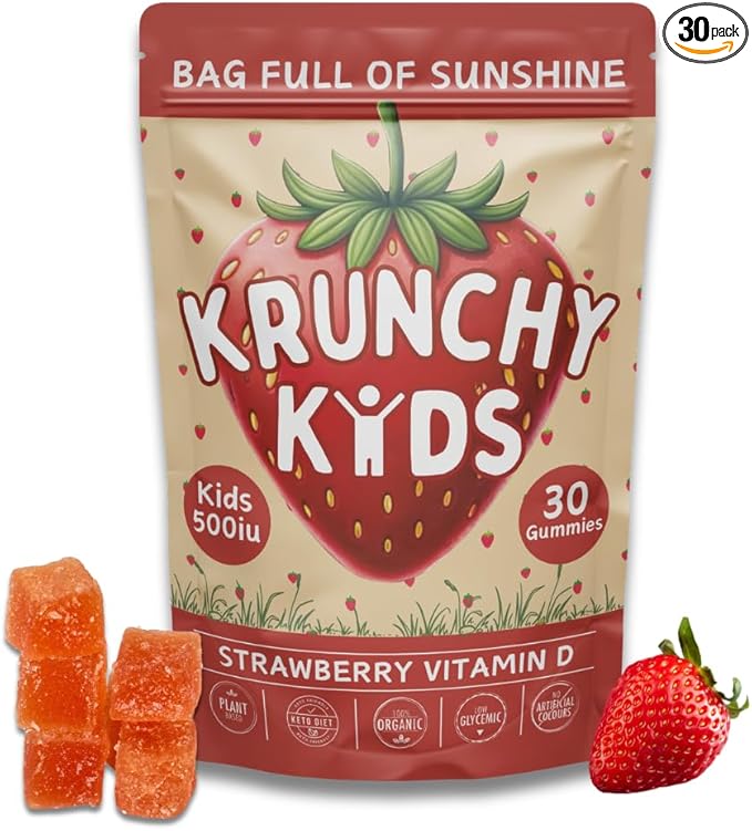 Vitamin D3 Gummies for Kids 2+ – Clean Ingredient Strawberry Gummies Vegan &amp Non-GMO Low Glycemic Vitamin D Supplement for Immune &amp Bone Support 30 Count