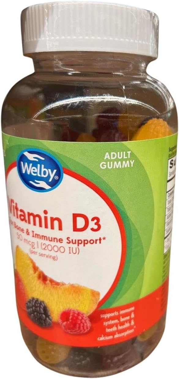 Vitamin D Gummies for Bone &amp Immune Support 50 mcg (2000 IU) per Serving 164 Adult Gummies Daily Vitamin D Supplement Easy-to-Chew