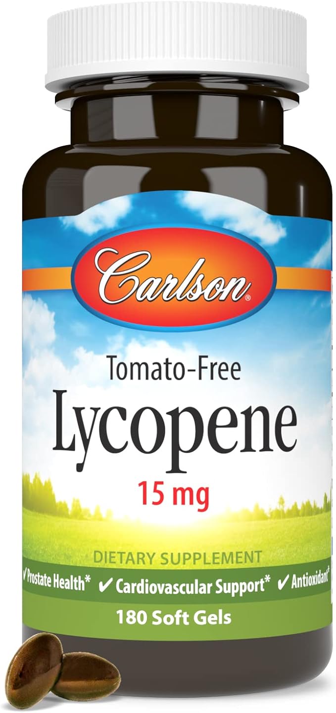 Carlson - Lycopene 15 mg Tomato-Free Prostate Health &amp Circulation Support Optimal Wellness 180 Softgels