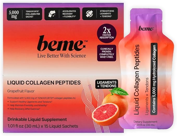 BeMe Performance Recovery Duo – Liquid Protein Shots for Muscle Support + 5000mg TENDOFORTE Collagen for Tendon &amp Ligament Health – 30 Liquid Sachets for Athletes