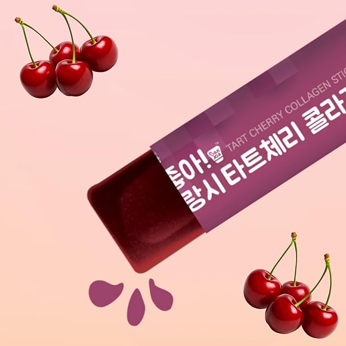 Mi-ppeum Cham&ampDeul Tart Cherry Collagen Jelly Stick 2Pack - 15 Sticks Per Pack - 1600mg Fish Collagen for Skin Elasticity &amp Hydration Tart Cherry Concentrate - Korean Collagen Jelly Stick - 콜