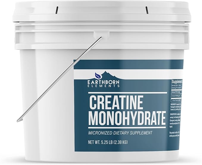 Earthborn Elements Creatine Monohydrate Powder 1 Gallon Bucket Micronized &amp Unflavored Dietary Supplement No Additives (84 Ounce)