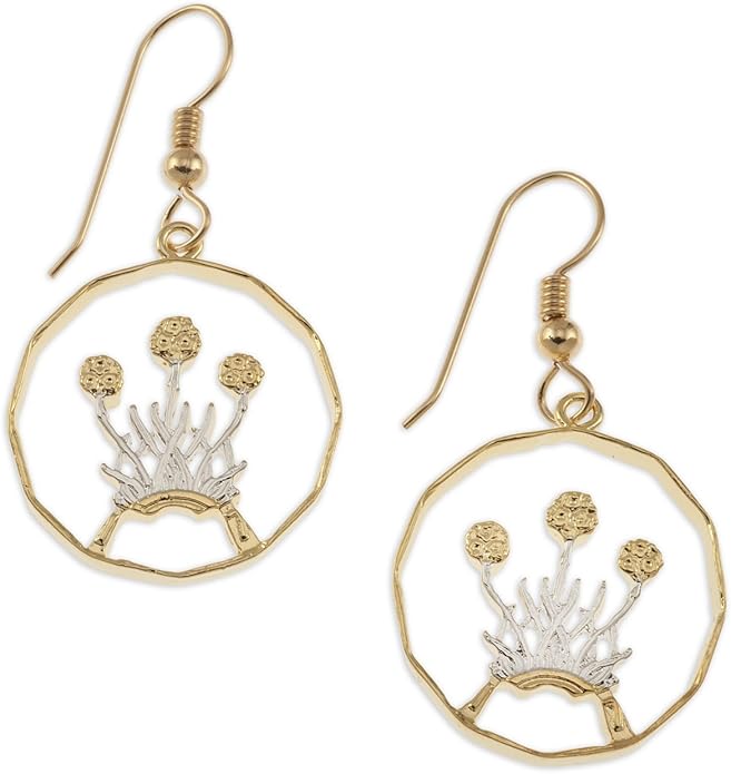 Scottish Thistle Earrings Scotland Three Pence Hand Cut Coin