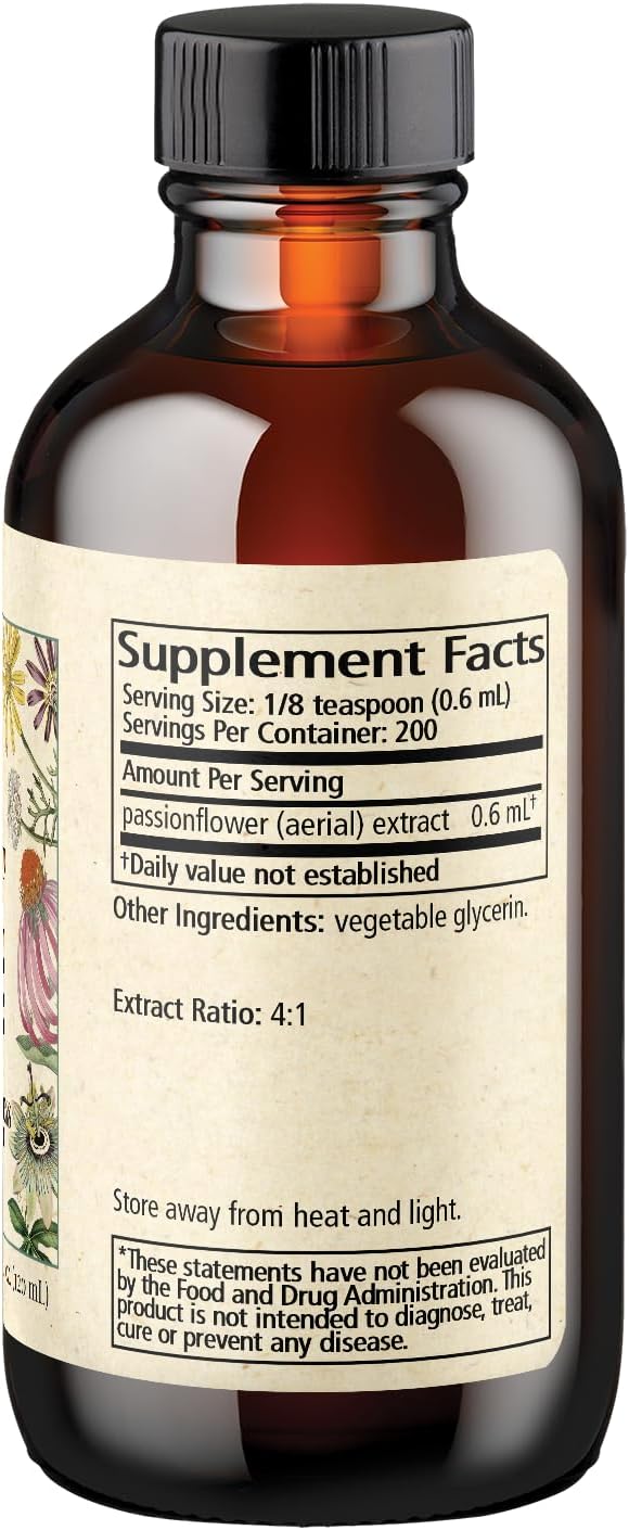 Wise Woman Herbals Passionflower Botanical Syrup (formerly) Solid Extract 4:1 Alcohol-Free Extra Strength Herbal Relaxation &amp Sleep Aid Eases Tension &amp Anxiety Supports Calm Mood Balance &