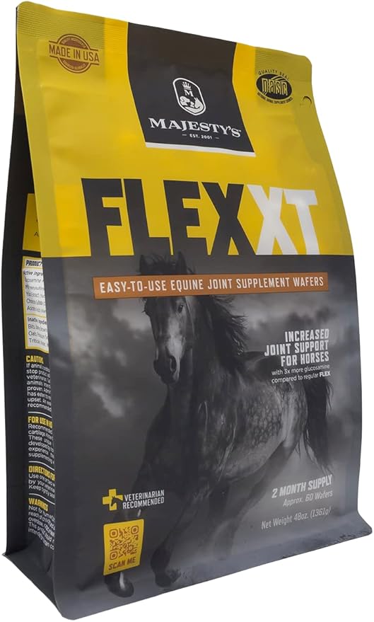 Majesty's Flex XT Wafers - Superior Horse / Equine Joint Support With Increased Supplement Levels - Glucosamine MSM Yucca Vitamin C - 60 Count (2 Month Supply)