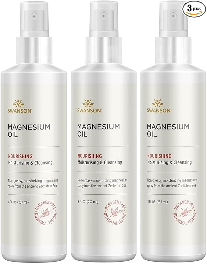 Swanson Magnesium Oil Spray Zechstein Magnesium Soothes Muscles Nourishes Skin Stress Relief Sleep Rapid Absorption Dr. Barbara Hendel's Formula 8 fl oz (237 ml) Liquid (3 Pack)