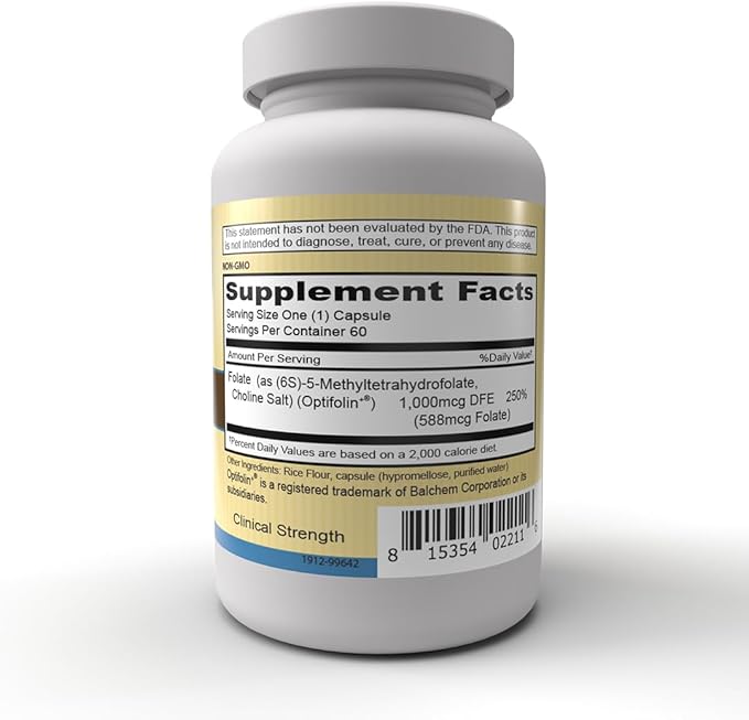 Priority One Vitamins - Priority Folate 60 Capsules - Superior Folate Supplementation with Optifolin+™ 5MTHF Folate*