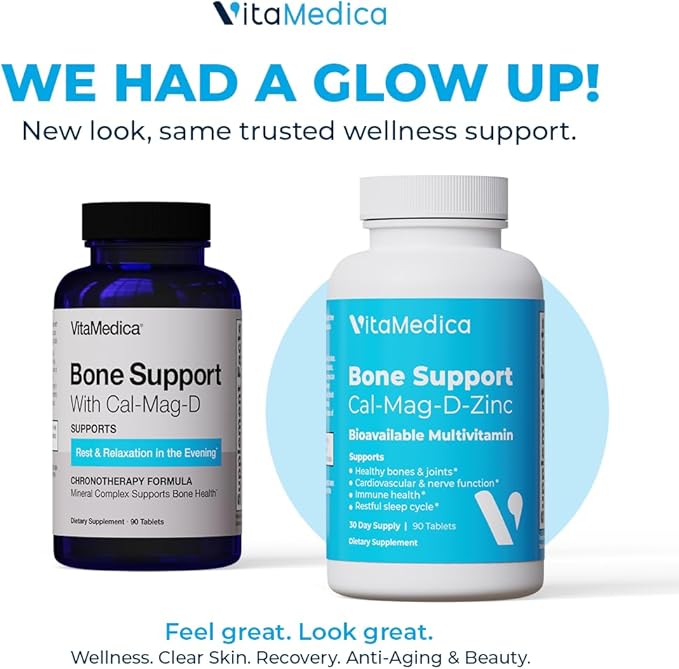 VitaMedica | Bone Support | Supplement for Bones and Joints | Calcium | Magnesium | Vitamin D &amp Vitamin K | Boron | Chelated Minerals | Bone Support | Natural Sleep | Made in USA | 90 Ct | 30 Serv