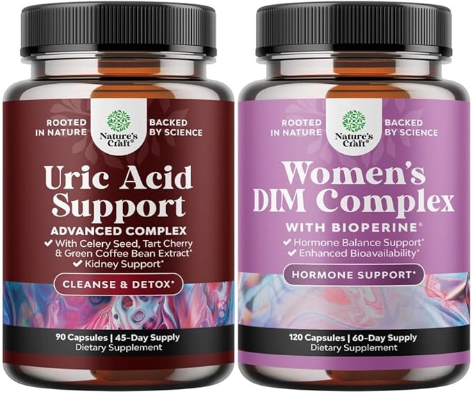 Bundle of Uric Acid Cleanse &amp Detox - Green Coffee Beans with Turmeric Tart Cherry &amp Celery Seed for Kidney and DIM Supplement for Women with DIM and Black Pepper Menopause Support and PMS Re