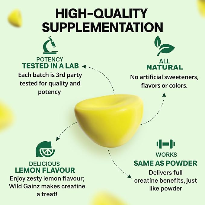 Creatine Monohydrate Gummies 5g - Made in USA - Pre Workout Creatine Chews for Women &amp Men Vegan Creatine Gummy Candy Chewable Nutritional Supplements NSF Certified (Lemon 150 Count)