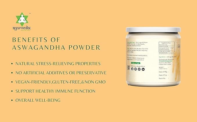 Organic Ashwagandha Root Powder | 5.29oz Reusable Jar | 100% Raw from India | Withania Somnifera - Ayurvedic Herbal Supplement Powder - Pack of 2