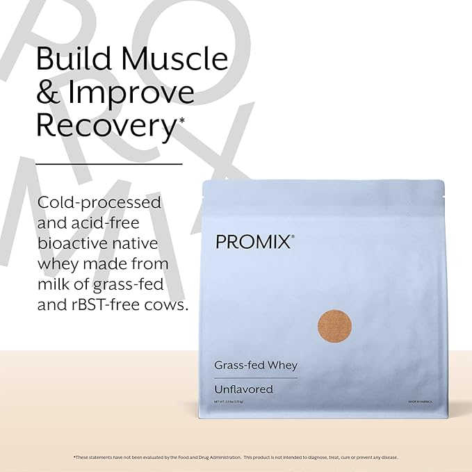 ProMix Nutrition Whey Protein Powder Unflavored - Grass-Fed - ­Post Workout Fitness &amp Nutrition Shakes Smoothies Baking &amp Cooking Recipes - Gluten-Free &amp Keto-Friendly - 5 Pound (Pack o