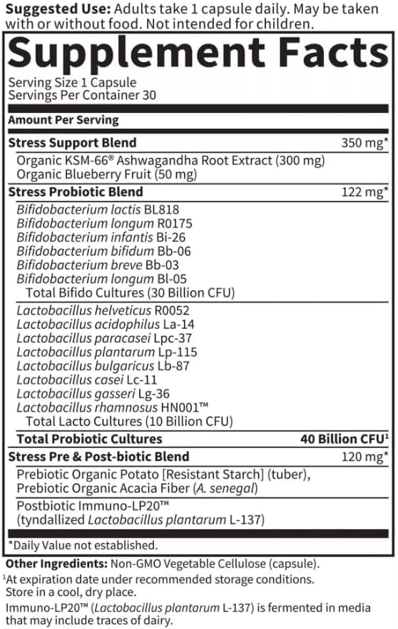 Garden of Life Probiotic Supplement Capsules Dr. Formulated Digestive + Stress - 30ct 1 Bottle Gluten-Free 30 Servings