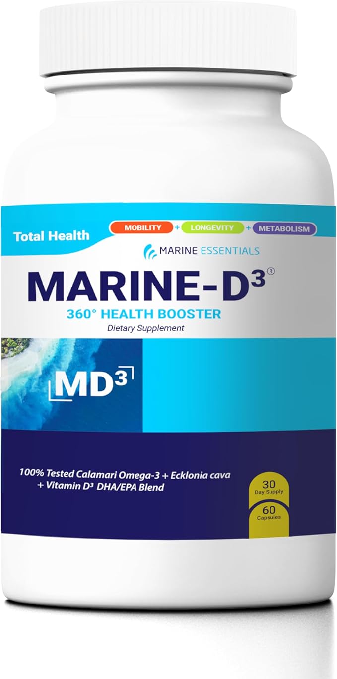 Marine Essentials- Marine D3 Omega 3 Calamari Ecklonia Cava DHA (2 Bottles - 120 Capsules)