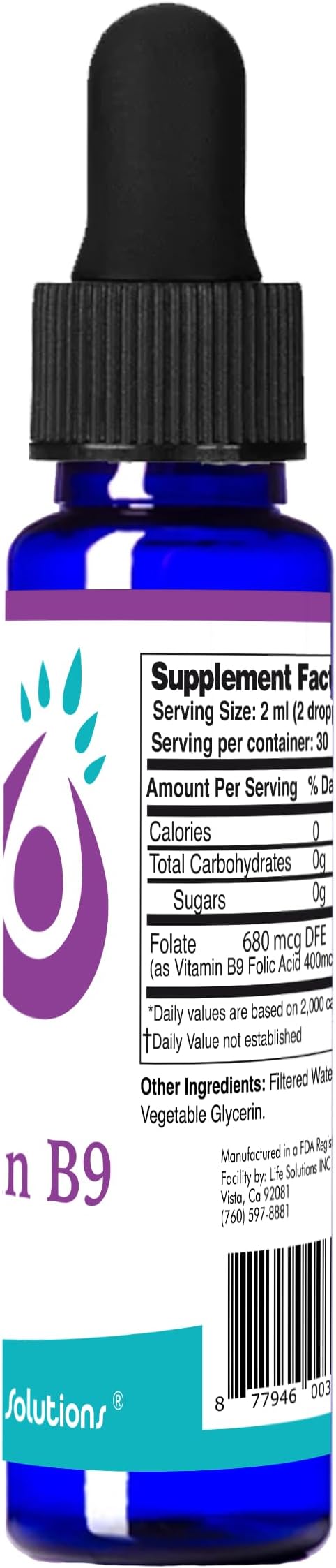 Life Solutions Liquid Vitamin B9 Dropper 2 oz