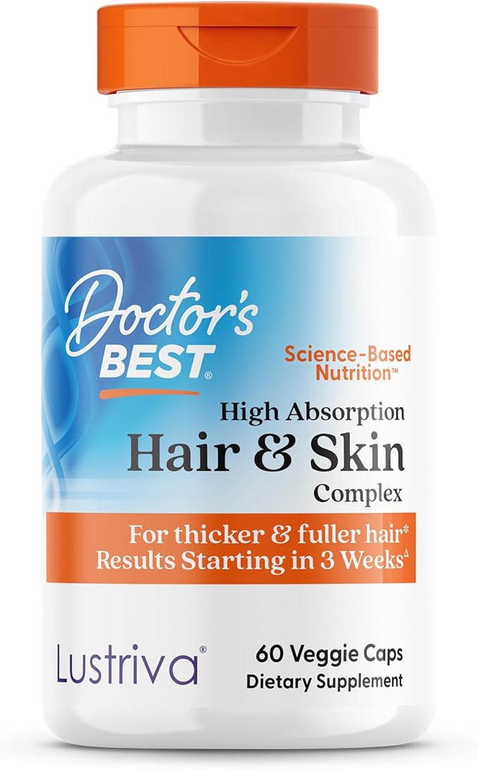 High Absorption Hair &amp Skin Complex Clinically Shown to Grow Thicker Healthier Hair in 3 Weeks Supports Hair Growth &amp Skin Health Non-GMO Gluten Free Soy Free Vegan 60 Veggie Capsules