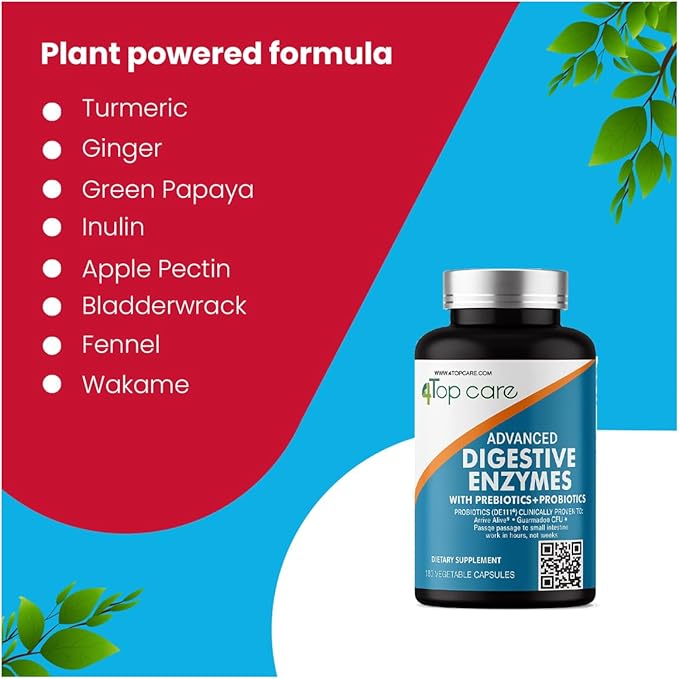 H4U Advanced Digestive Enzymes: an Ultimate Health Solution with Probiotics Prebiotics and Enzymes for Both Women and Men. Vegetarian Digestive Enzyme Supplement (180 - Count)