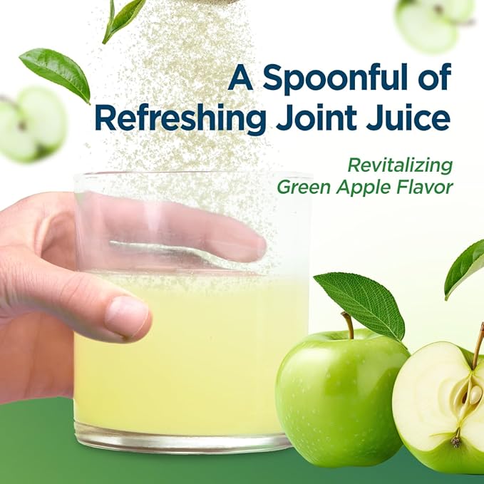 Holiday Gift Set Joint Support with Univestin® Glucosamine Chondroitin &amp MSM — Bottle &amp Frother Included Green Apple Flavor 30 Servings