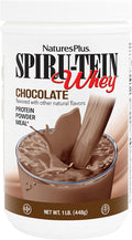 NaturesPlus SPIRU-TEIN WHEY Shake Chocolate - 1 lb - Whey Protein Powder - with Spirulina Vitamins &amp Minerals - Gluten Free - 14 Servings