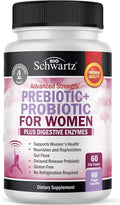 Prebiotics and Probiotics for Women - with Black Cohosh and Red Clover for Gut Vaginal and Immune Health Support Whole Food Digestive Enzymes Capsules Lactobacillus Probiotic Supplement 60 Count