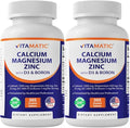 Vitamatic Calcium Magnesium Zinc D3 Boron | 365 Coated Tablets Supplement | Calcium 1200 mg Magnesium 420mg Zinc 25mg Vitamin D3 1000 IU Boron 1 mg | Non-GMO | Gluten Free | Made in USA-2 Pack