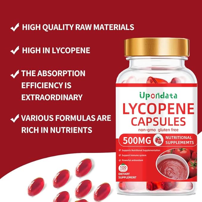 Lycopene Capsules - 500mg 100 Softgels Natural Tomato Extract Organic Complex Formula Supplement - Gluten-Free Non-GMO (2 Pack)