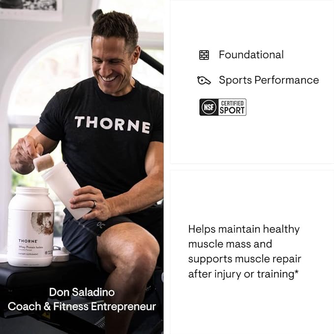 THORNE - Performance Whey Protein Isolate &amp Creatine Combo - Boost Muscle Support and Energy - NSF Certified for Sport - 30 to 90 Servings