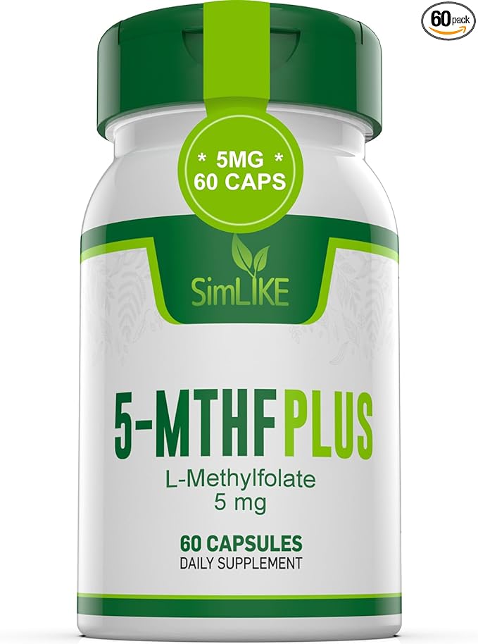Active folate (5-MTHF) with Vitamins B Complex B12 B2 and B6 - Supports methylation and Healthy Level of homocysteine - Gluten-Free Dairy-Free Soy-Free - 60 Capsules 5mg L-Methylfolate