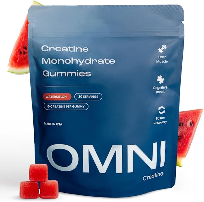 Creatine Monohydrate Gummies - Supports Muscle Growth Recovery &amp Brain Function - Convenient &amp Easy to Take - Great Tasting Watermelon Flavor - 1g per Gummy Low Sugar - 90 Count
