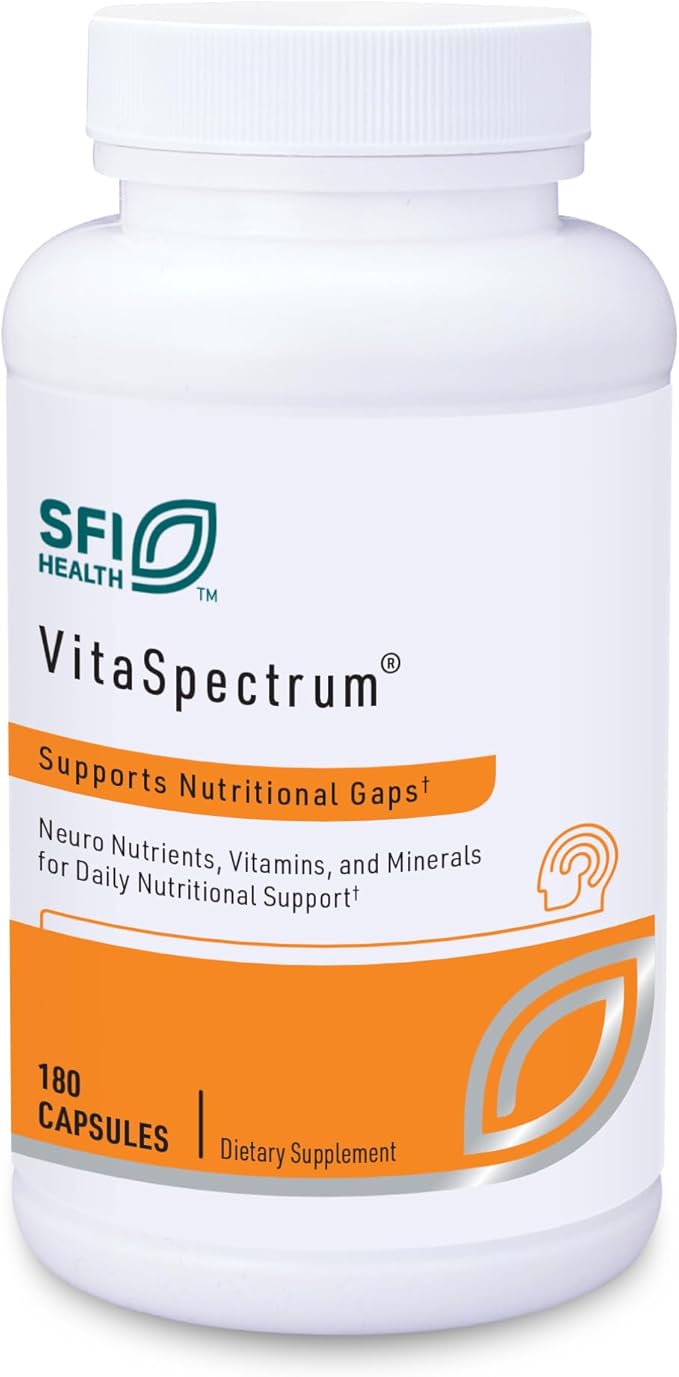 Klaire Labs SFI Health VitaSpectrum Capsules - Multivitamin for Kids with 28 Essential Nutrients Including Folate B12 B6 Antioxidants Vitamin E &amp D3 - No Copper or Iron Gluten-Free (180ct)