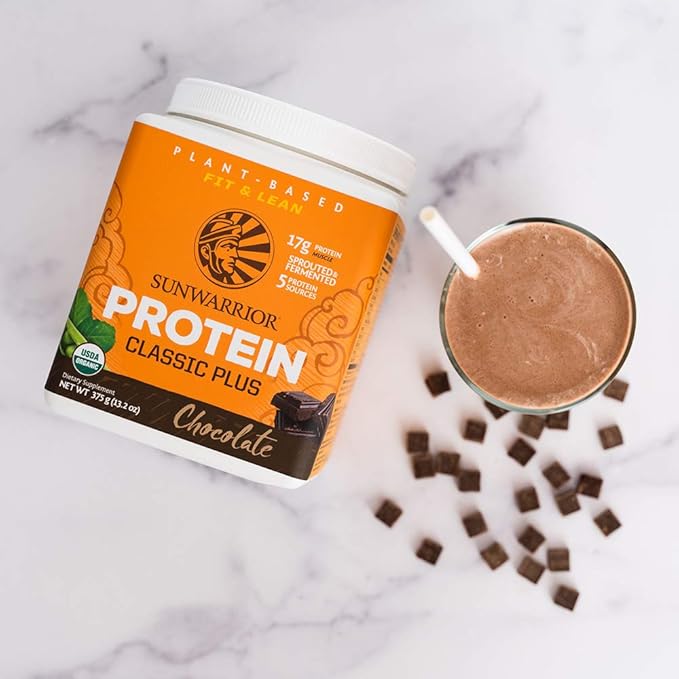 Clean Vegan Protein Powder Chocolate | Organic Protein Powder Plant Based Formula with 5 Superfood Blend Sprouted &amp Fermented | Non-GMO Low Carb Soy Dairy &amp Gluten Free (Chocolate 15 Servings